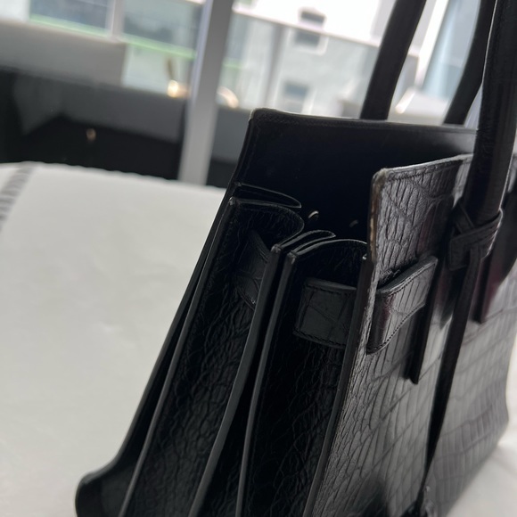 YSL SAC DE JOUR BAG BLK CROCODILE EMBOSSED LEATHER - Picture 5 of 10